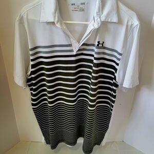 Under Armour Men's White and Gray Striped Shirt